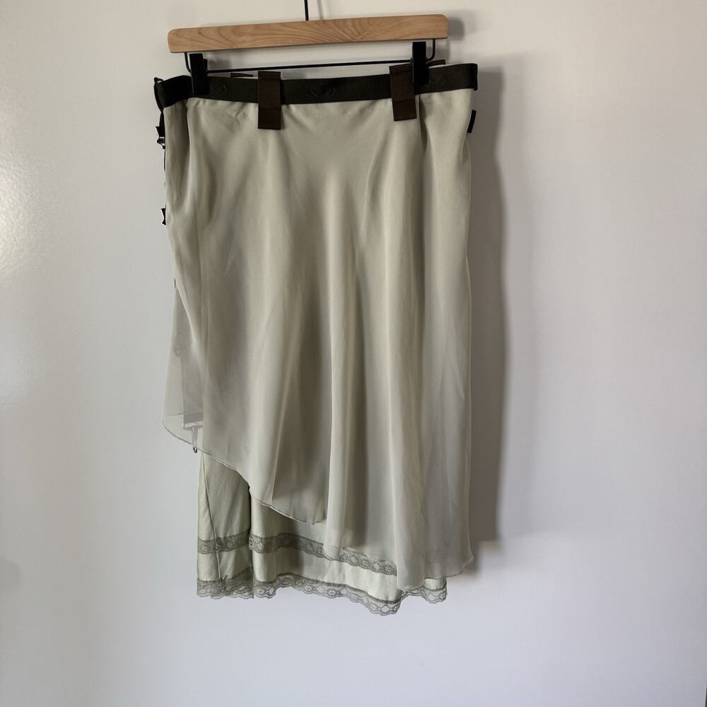 NEW WITH TAGS Diesel O Leilani Y2K Skirt Medium Belted Satin Asymmetrical Nude - Picture 6 of 12